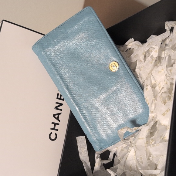Chanel Blue long Wallet With Unbranded Chain and box - Picture 1 of 14